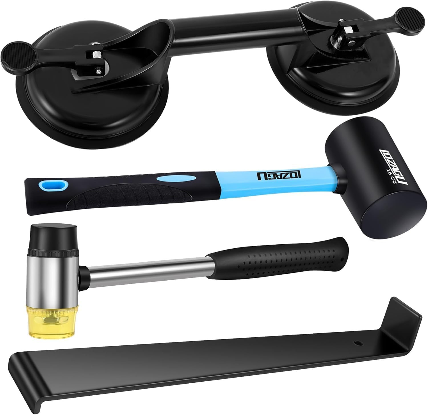4-Piece Floor Gap Fixer Tool Set with Aluminium Suction Cup & Rubber Mallet