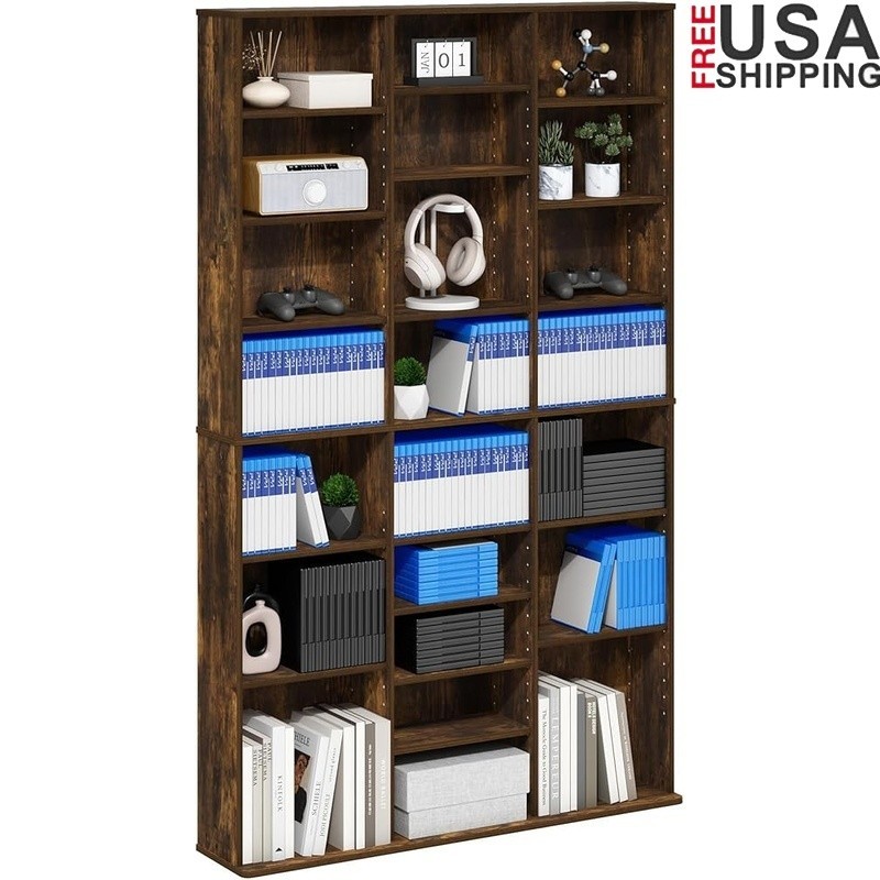 24 Shelf Media Storage DVD Rack Adjustable Organizer DVD CD Blu-ray Games New