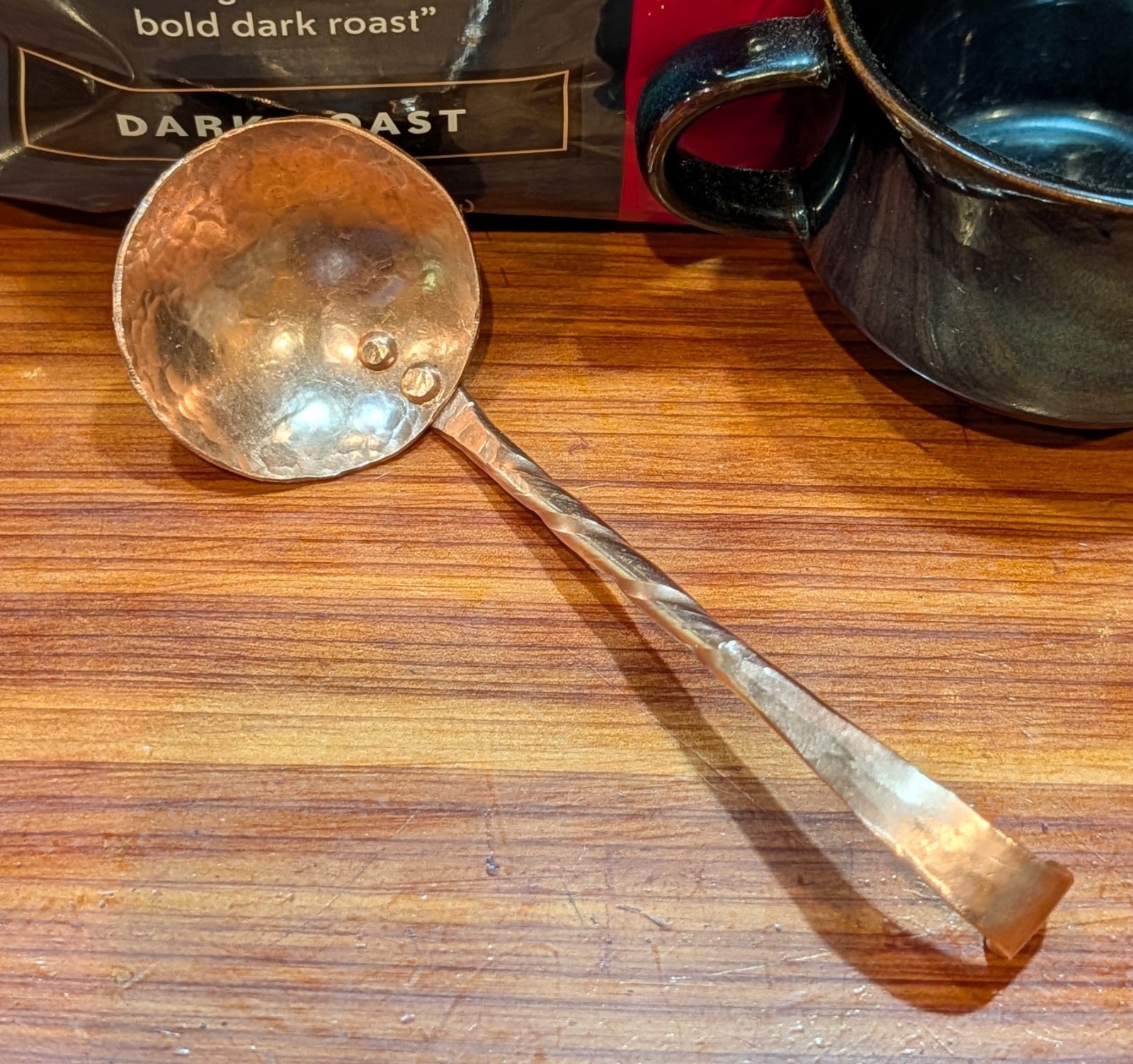 Copper Coffee Scoop Coffee lover gift Hand-forged Spoon / Handmade in TEXAS USA