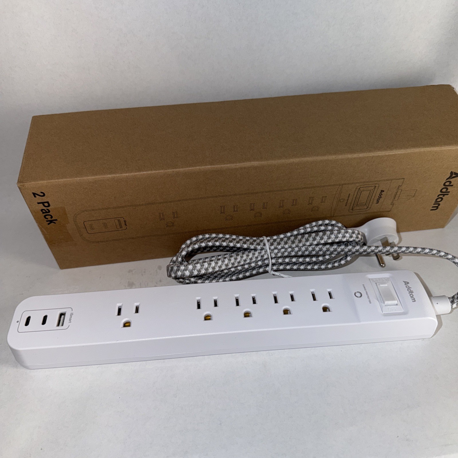 Addtam 2 Pack Surge Protected - Black, Open Box (A1)