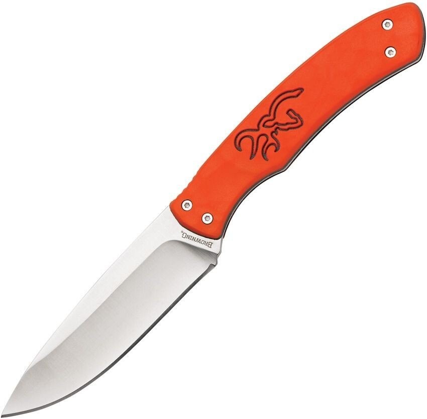 Browning Primal Fixed Knife Stainless Steel Blade Orange Rubber Handle - 3220336