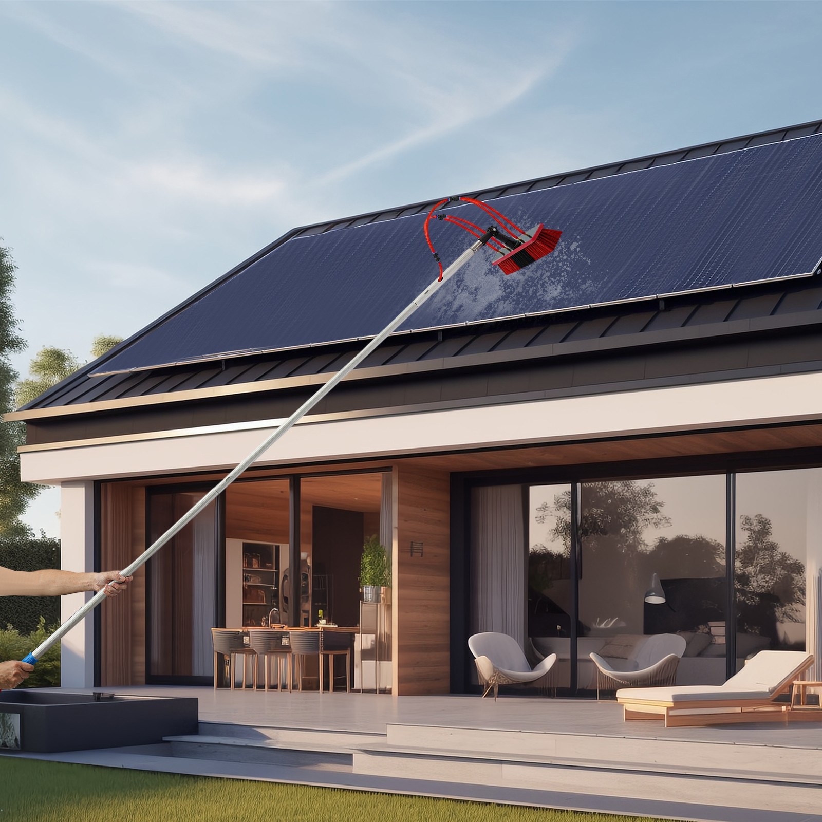 Outdoor Solar Panel Cleaning Brush Kit Window Cleaning Water-Fed Rod Kit