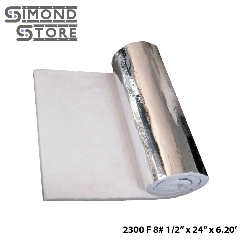 1/2" Aluminium Foil Faced Ceramic Fiber Blanket Insulation 8# 2300F 24" X 6.20'