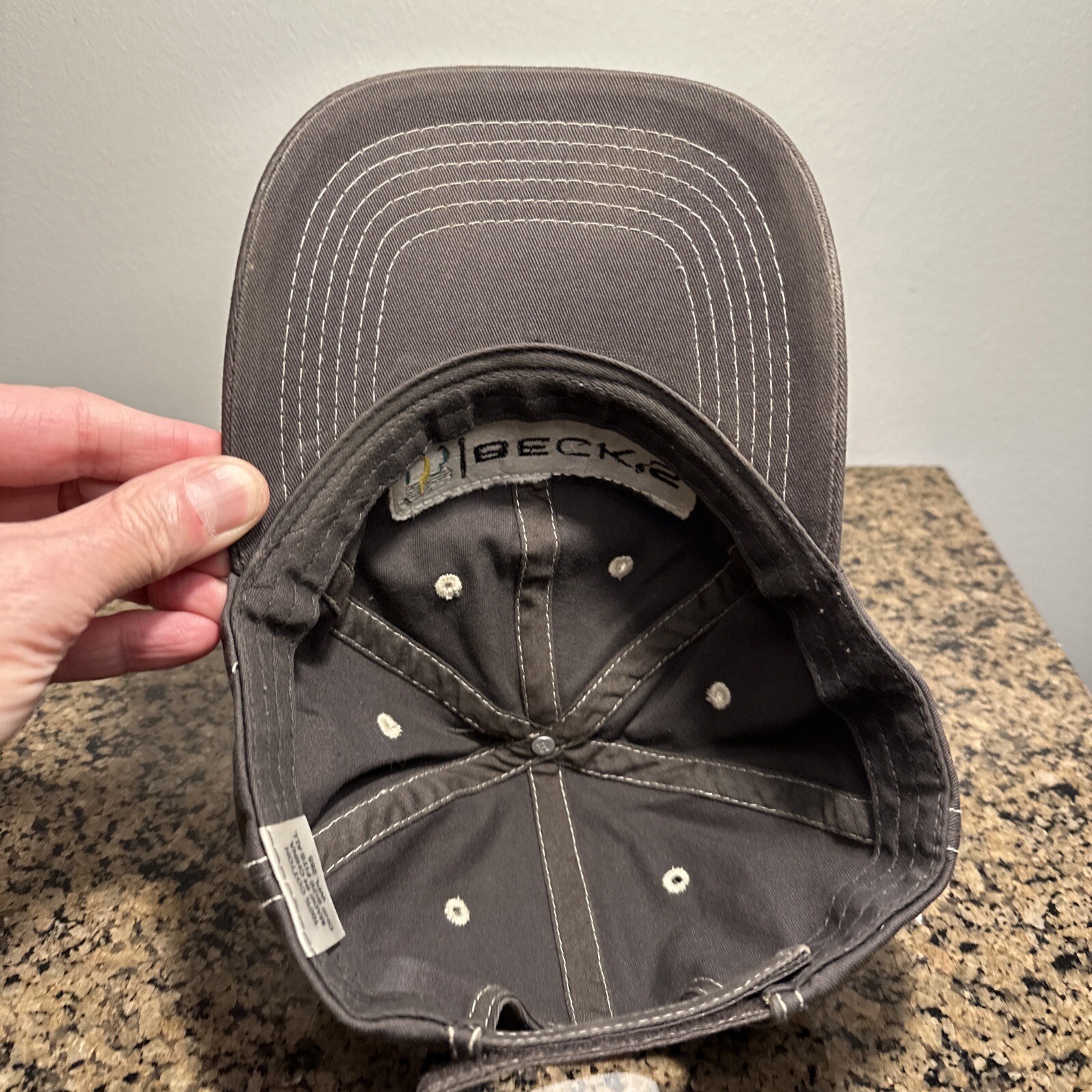 Beck’s One Size Fits All Gray with White Stitching Hook and Loop Hat
