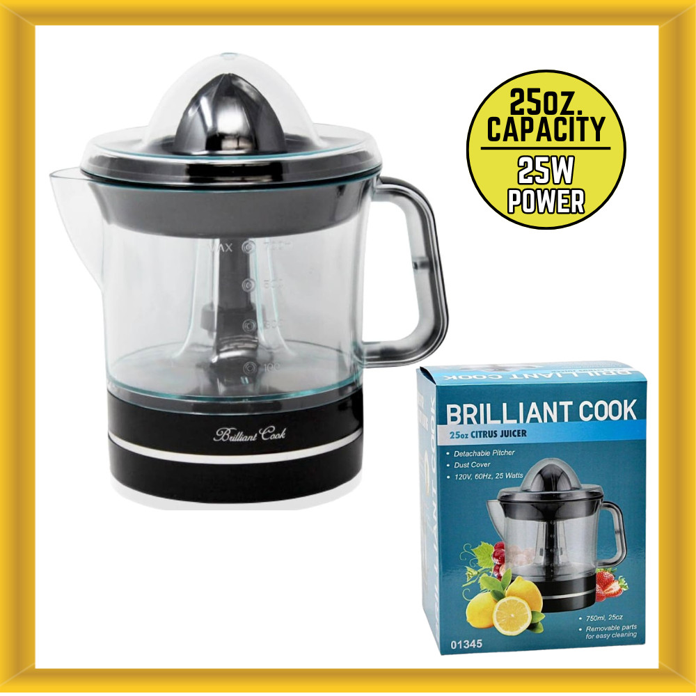 Brilliant Cook 01345 Electric Citrus Juicer 25 Ounce Capacity Removable Parts