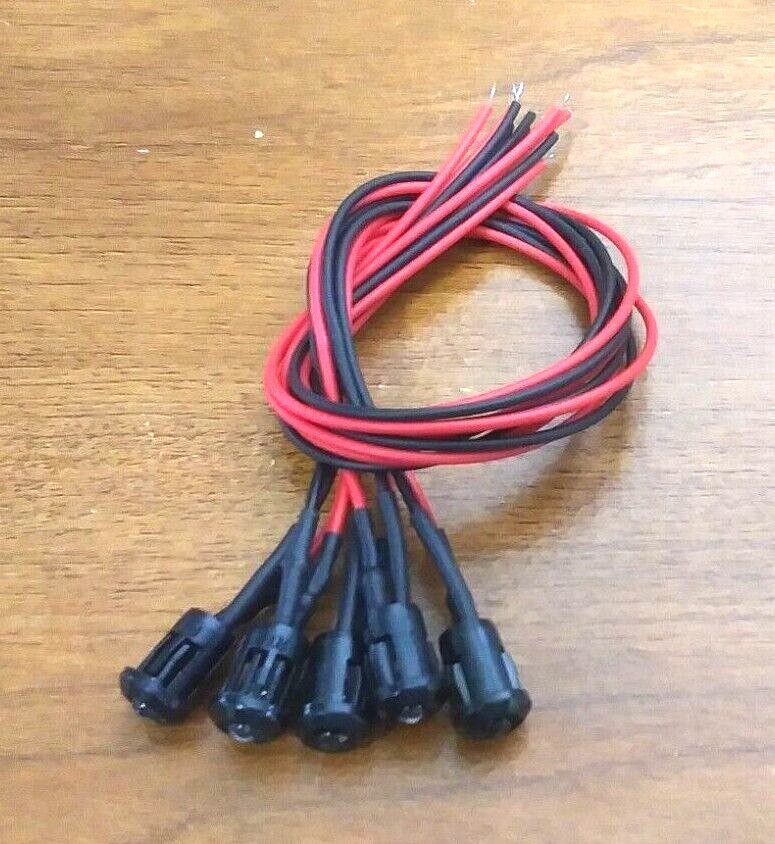 5 Bright BBT 12 volt DC Amber LED Snap-In 1/4" Mini Indicator Lights