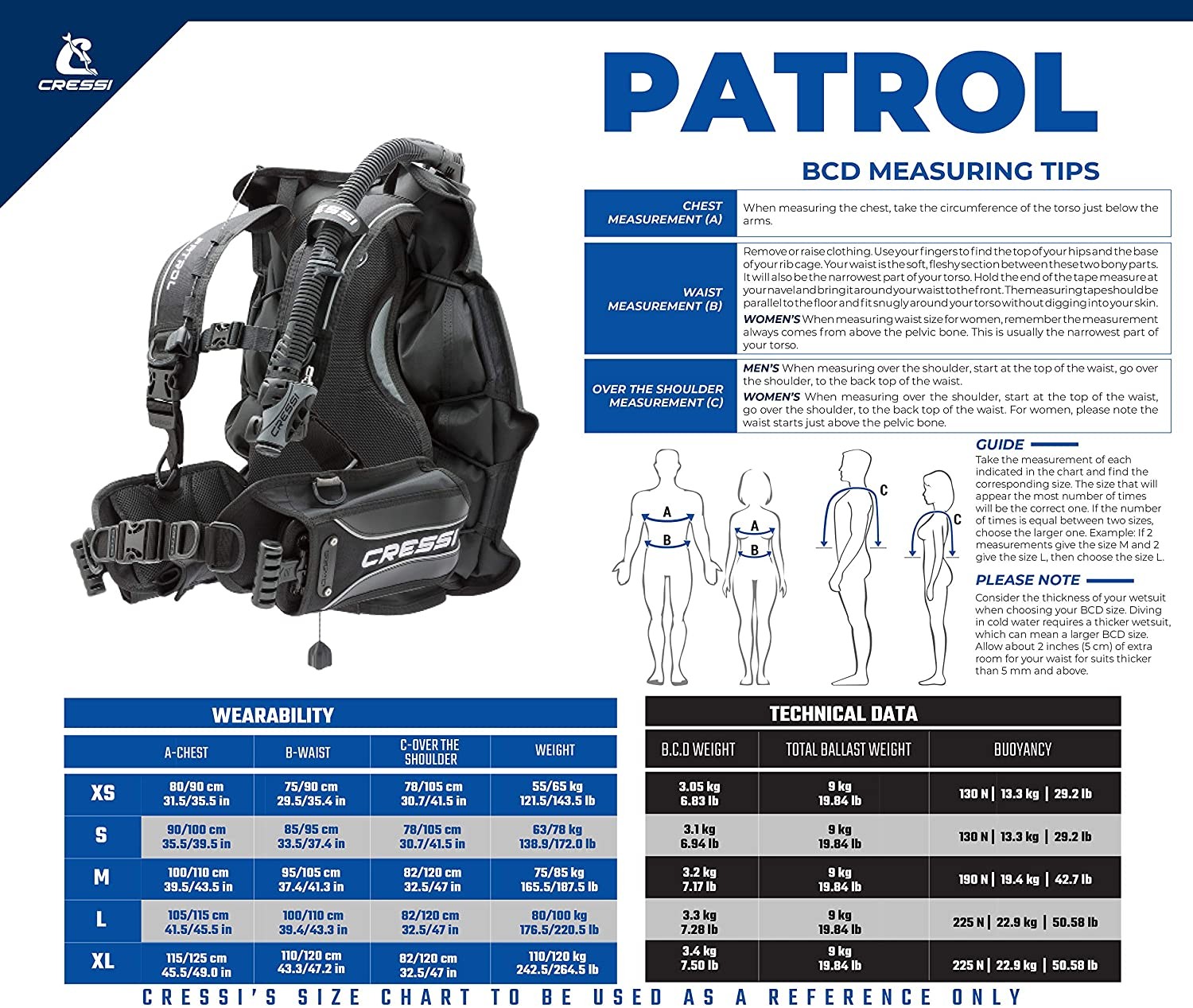 Cressi Patrol Scuba Diving Back Inflate BCD