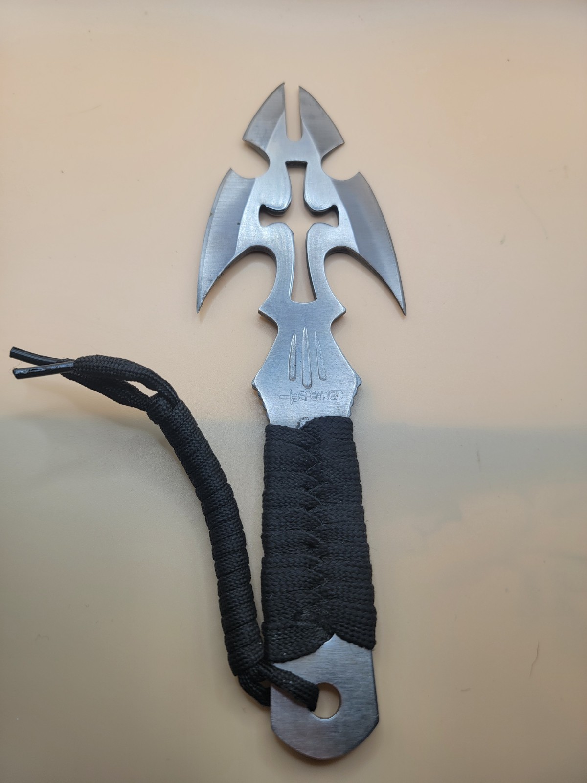 Tactical Throwing Knife- Cross Blade Design, Paracord Grip, w/Sheath Medieval