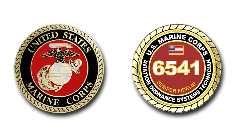 6541 Aviation Ordnance Systems Technician US Marine Corps MOS Challenge Coin