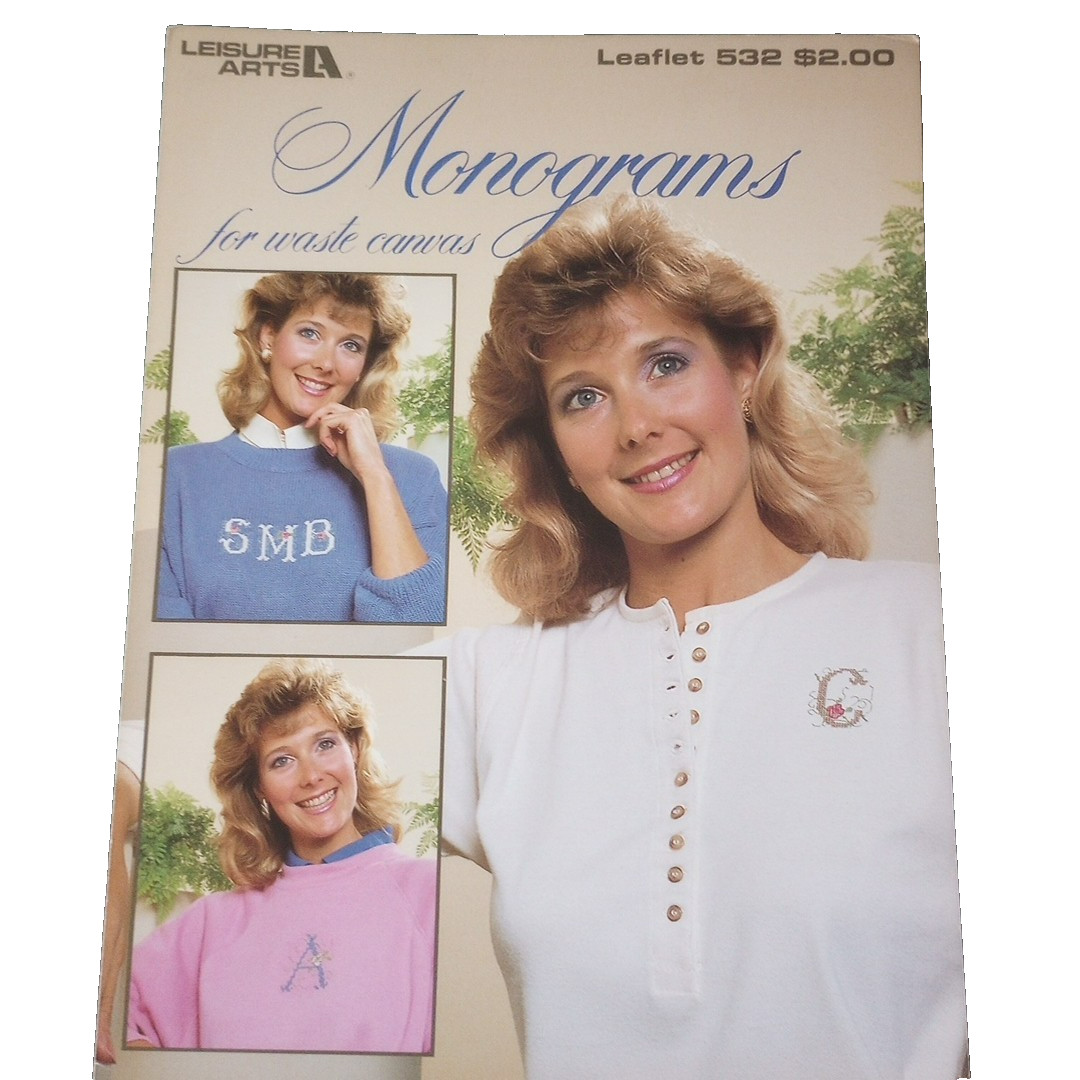 Leisure Arts Monograms for Waste Canvas Leaflet 532 Cross Stitch Pattern