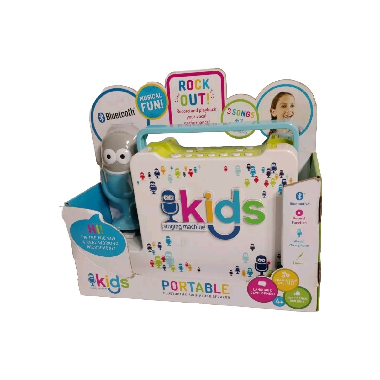 Portable Bluetooth  Kids Karaoke System Sing-Along Speaker Microphone “NEW”