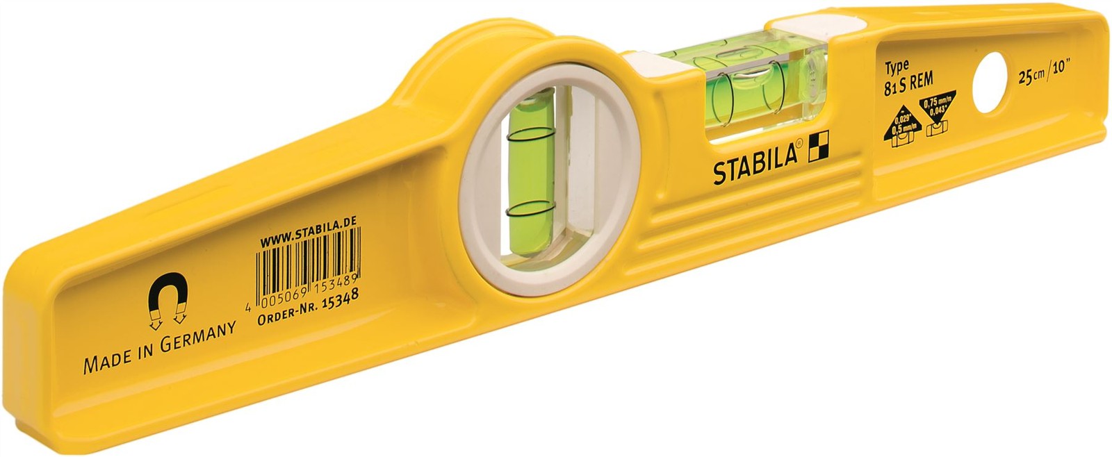 STABILA 81S 10In 25cm Rare Earth Mag Holder 2 Vial Spirit Level 15348