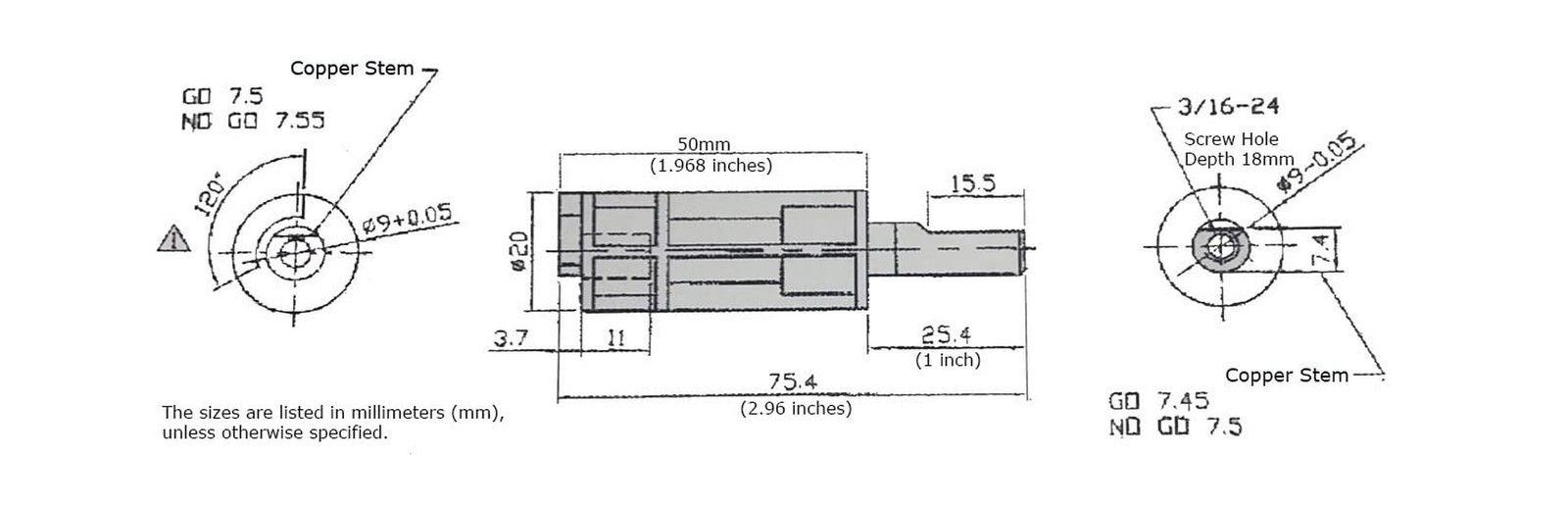 Generic Delta Shower Stem Extension Extender Brass Tip