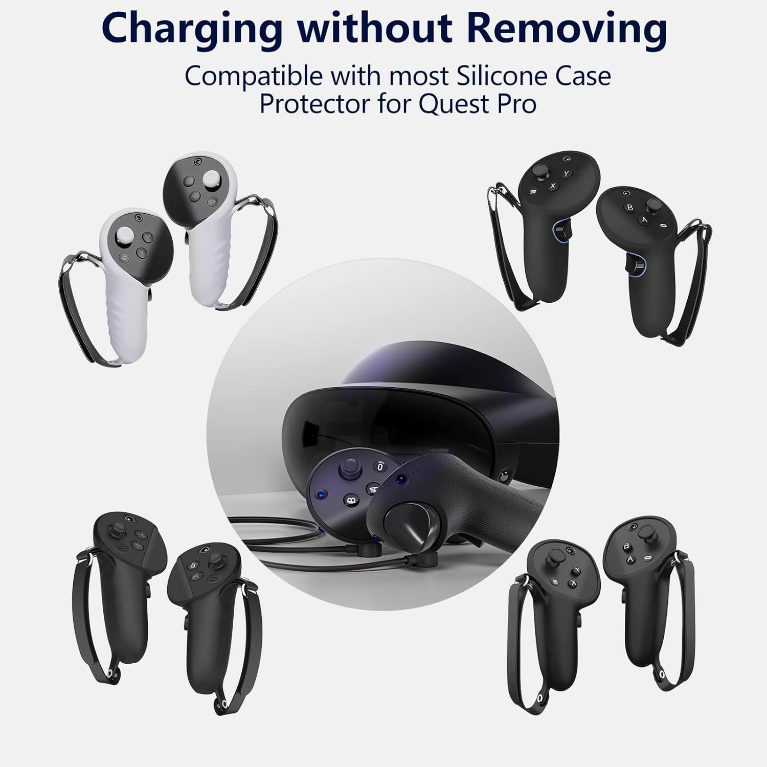 2-In-1 Charging Cable for Meta Quest Pro Controllers Durable Safe for Simultaneo