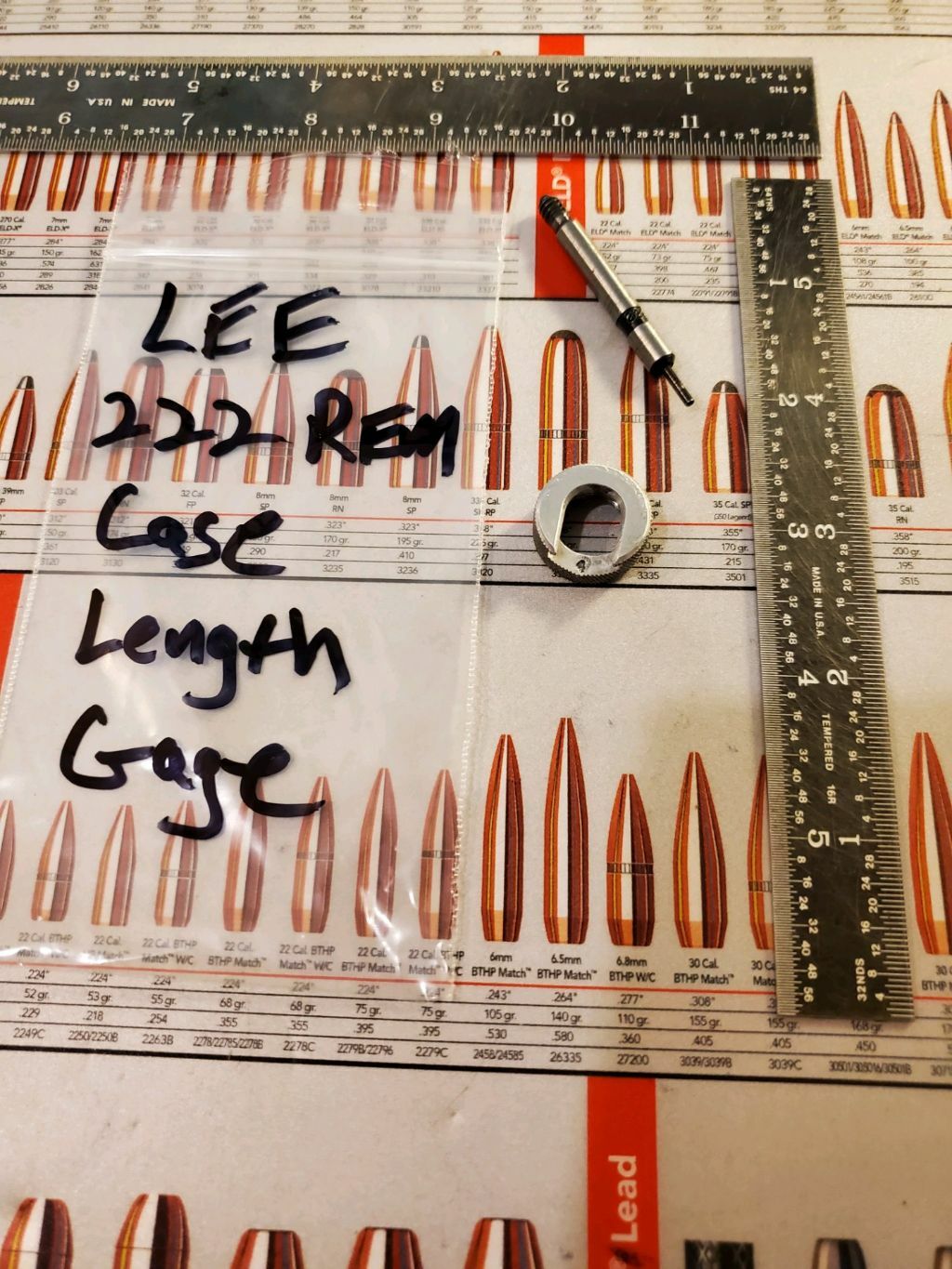 Lee case length gauge and shell holder for trimmer 222 REM Used