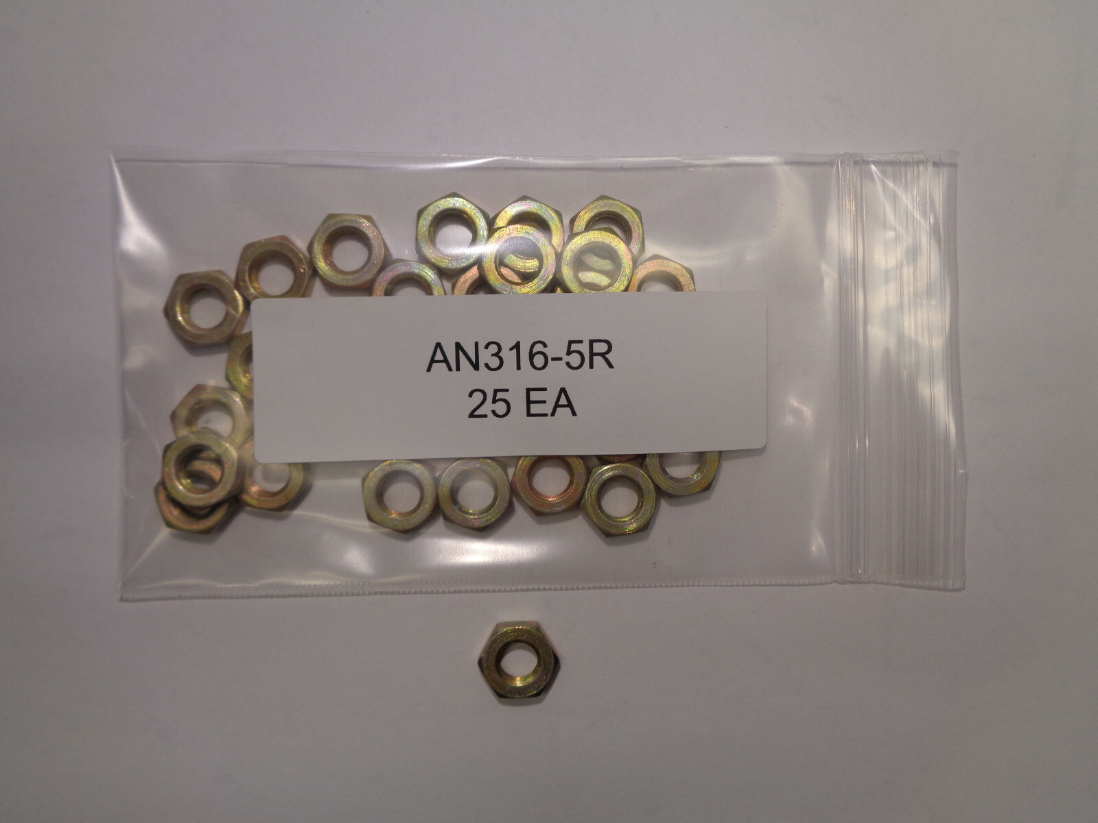 AIRCRAFT JAM NUTS AN316-5R SET OF 25 EACH NEW