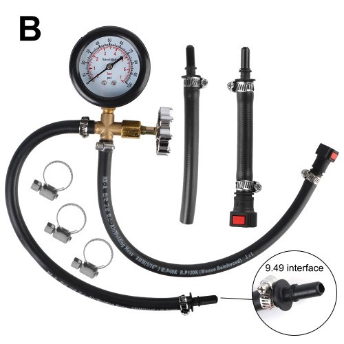 Car Fuel Pump Pressure Gauge Tester Connected Meter Petrol 0-100PSI