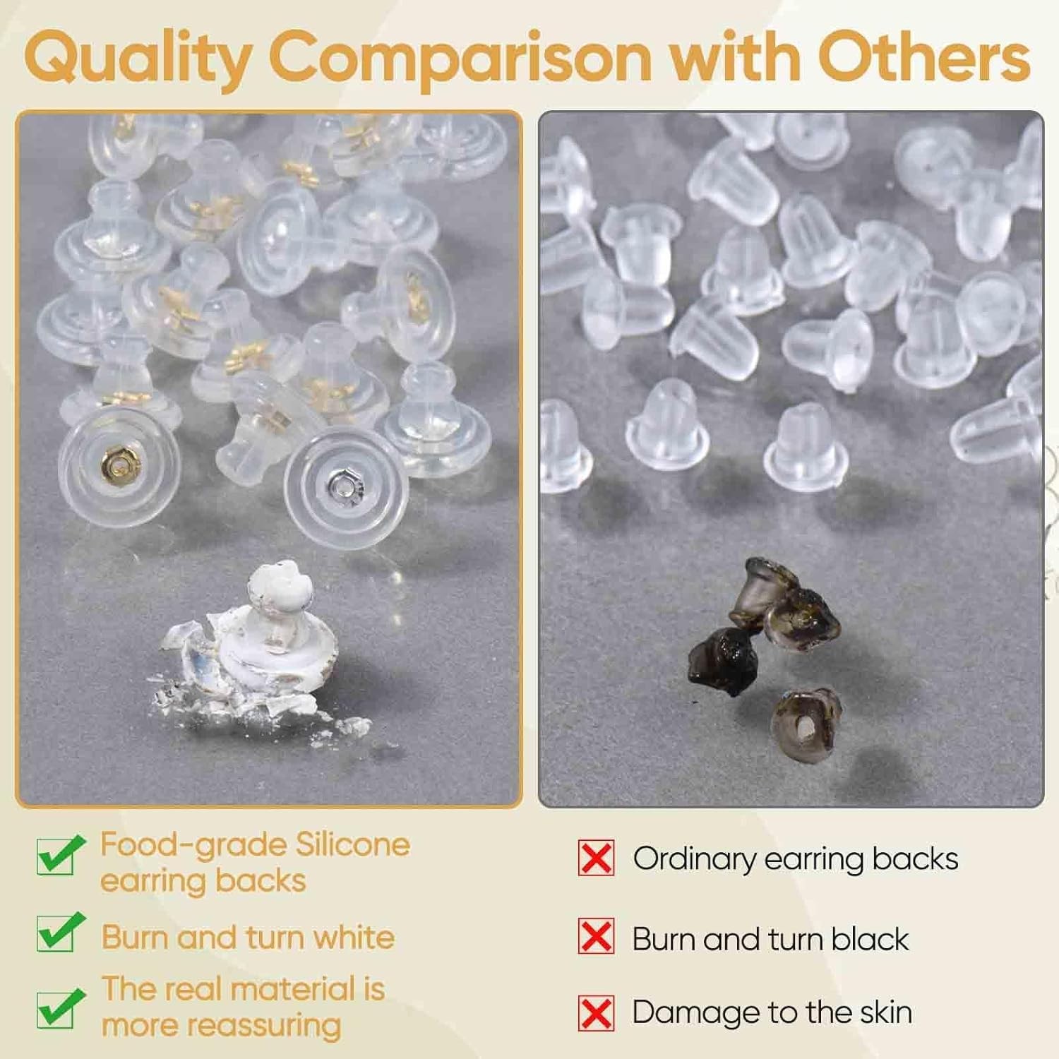 Earring Backs Replacements,18K Gold Silicone Earring Backs for Droopy Ears