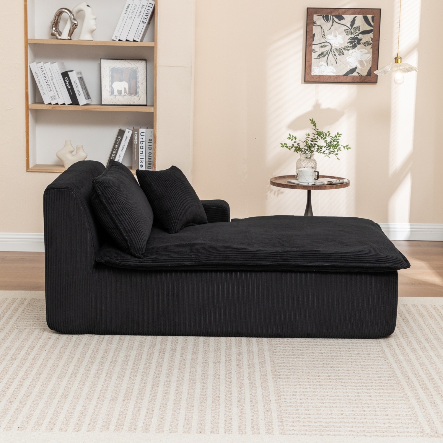 Modern Single Upholstered Chaise Lounge Chair w/ Left Armrest for Living Room
