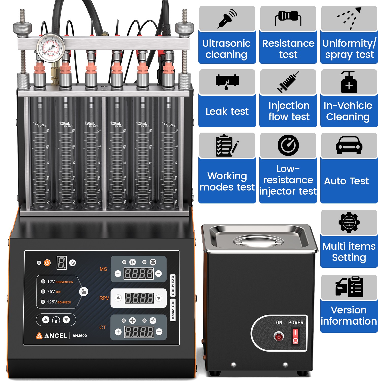GDI Piezo EFI Fuel Injector Cleaner Tester Ultrasonic Cleaning Machine Leak Test
