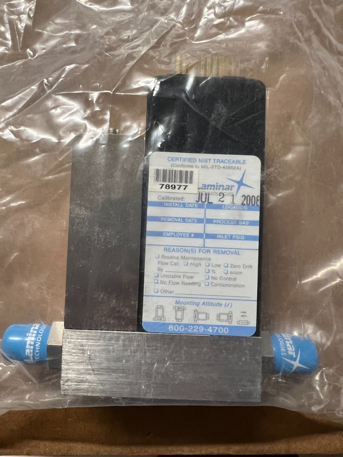 UNIT UFC-1100A Mass Flow Controller for O2 Gas, 1 SLPM, Calibrated and Sealed.