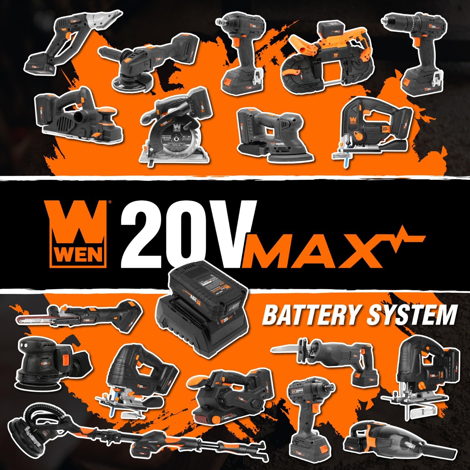 WEN 20V Max Cordless Belt Sander, Variable Speed-Tool Only (20418BT)