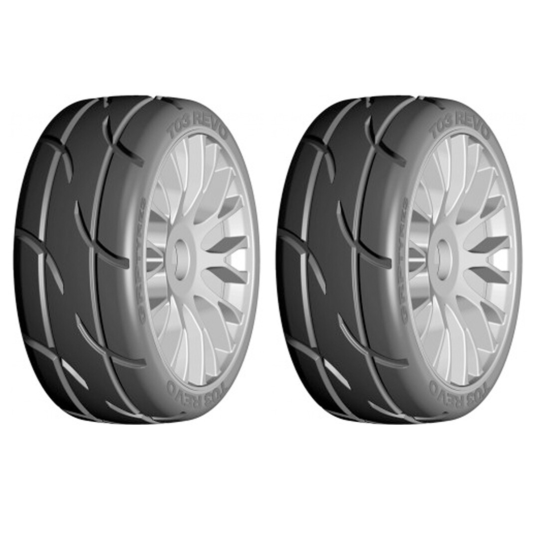 NEW GRP 1:8 GT T03 REVO - XM3 Soft Tires with 20 Spoked Silver Wheel (2)