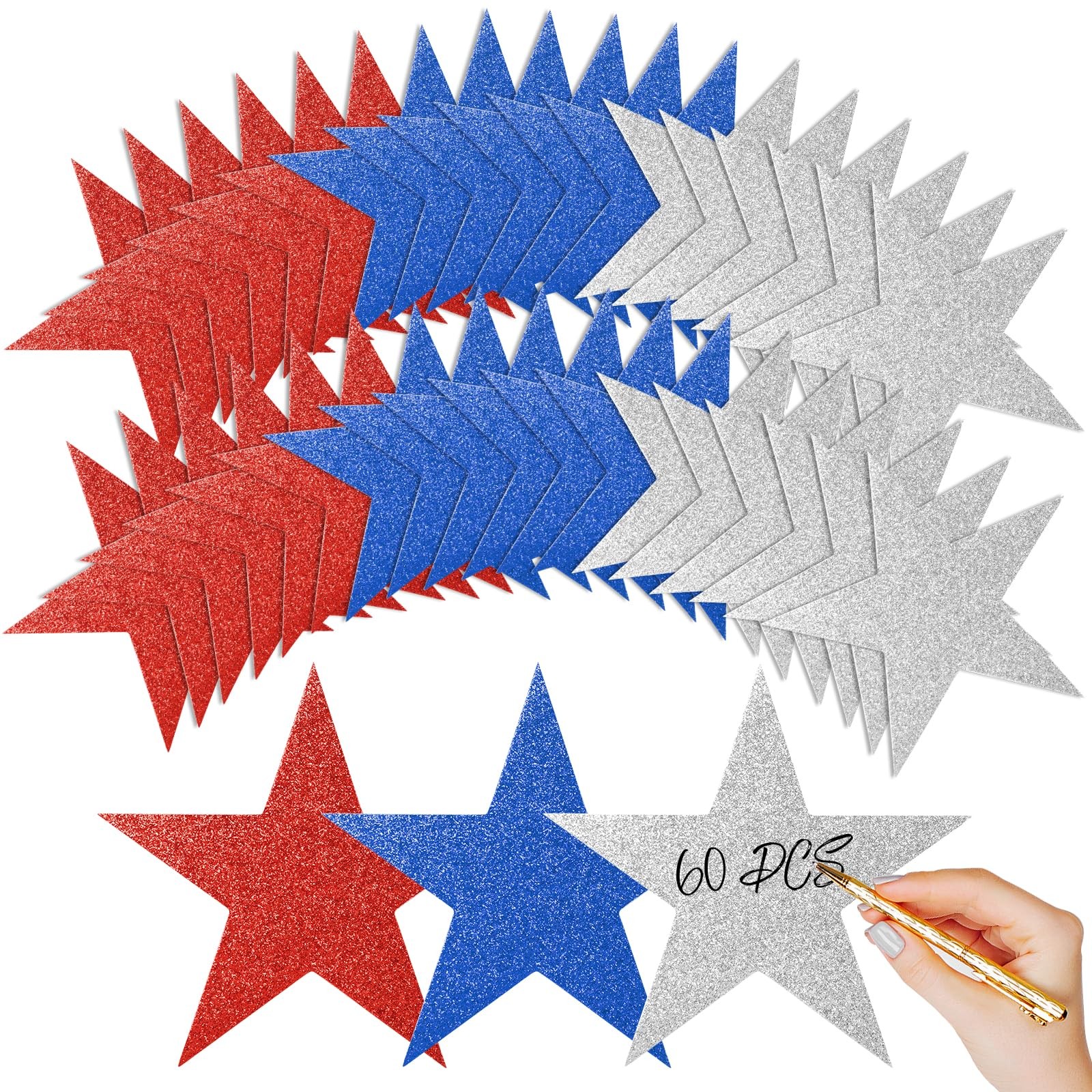 60 Pcs Cutouts Patriotic Star Decor American Flag Ornament for 4th of July 250th