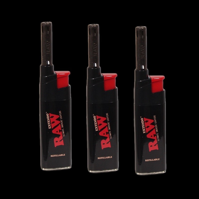 Display of 50 - RAW EXTENDO Lighters – Refillable Adjustable Flame Lighters