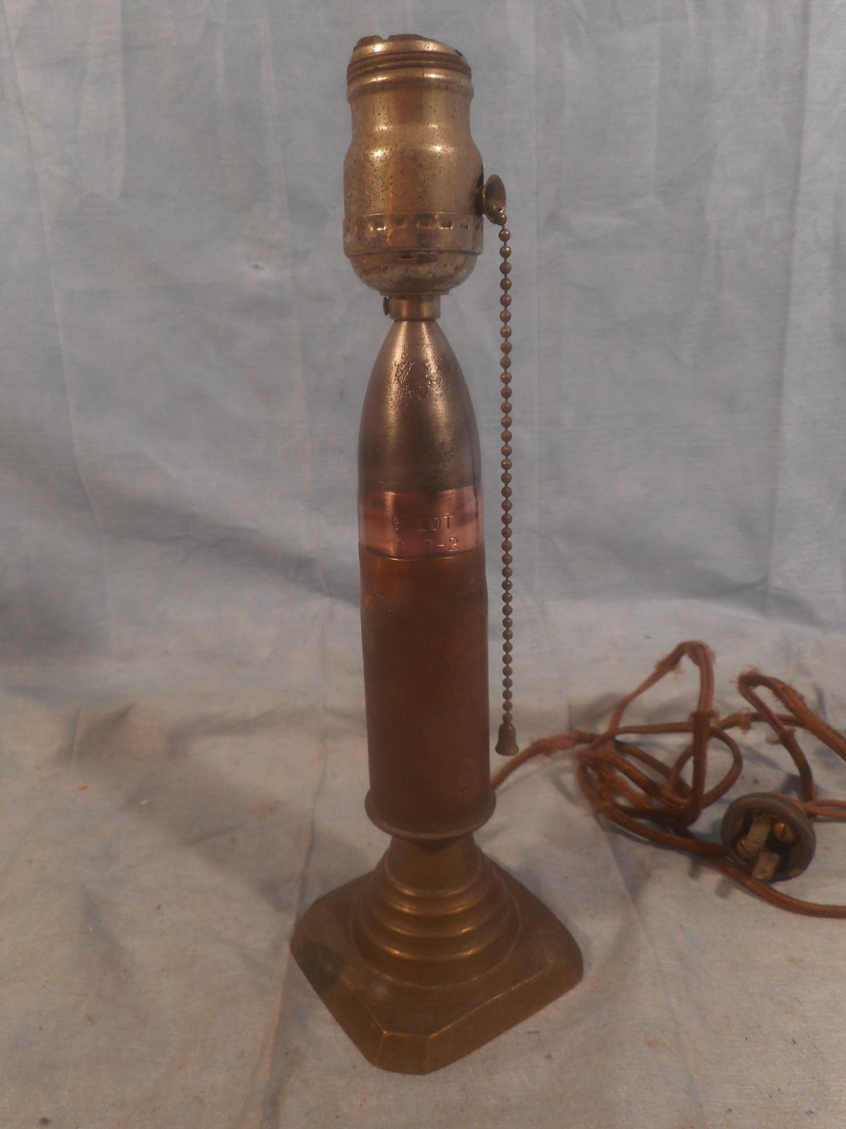 US 37mm 1836 brass artillery WPS Co. WWII 1944 Era Shell Casing Lamp Trench Art