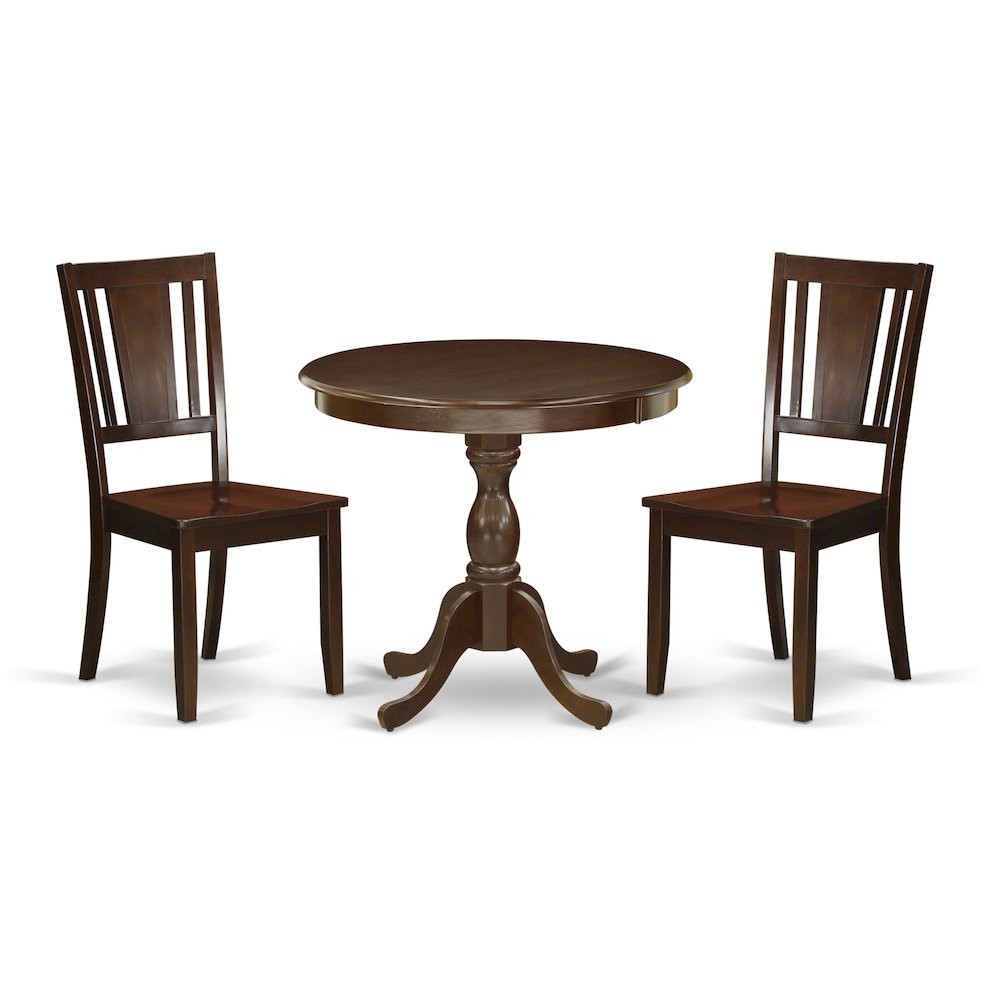East West Furniture 3 Piece DINETTE SET Consists of 1 Pedestal Dining Table...