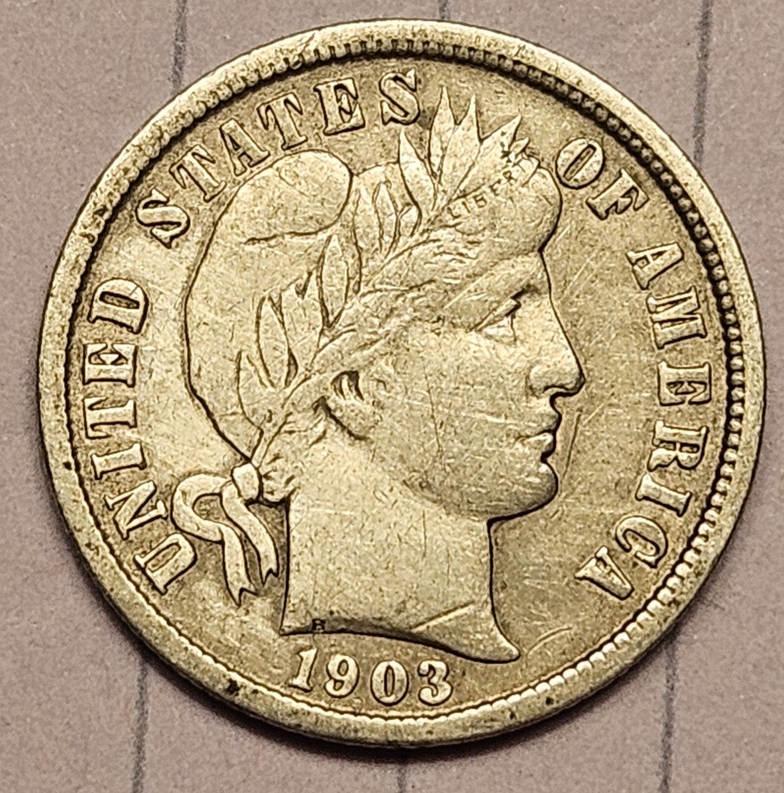 1903 - Barber Dime - CLEANED - NICE DETAILS!!!
