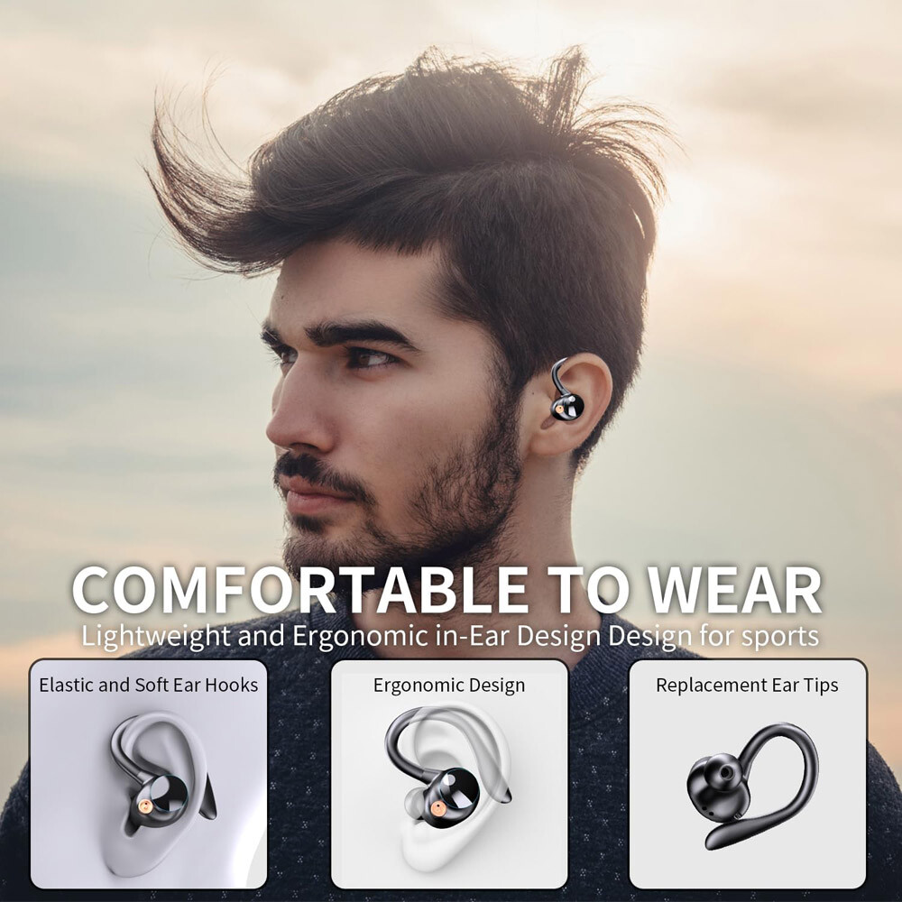Headphones Wireless Earbuds 60hrs Playback Over-Ear IPX7 Waterproof Earphones US
