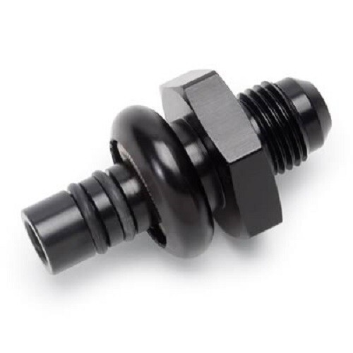 RUSSELL #640903 FUEL RAIL FITTING BLACK ALUMINUM STRAIGHT 14MM -6 AN