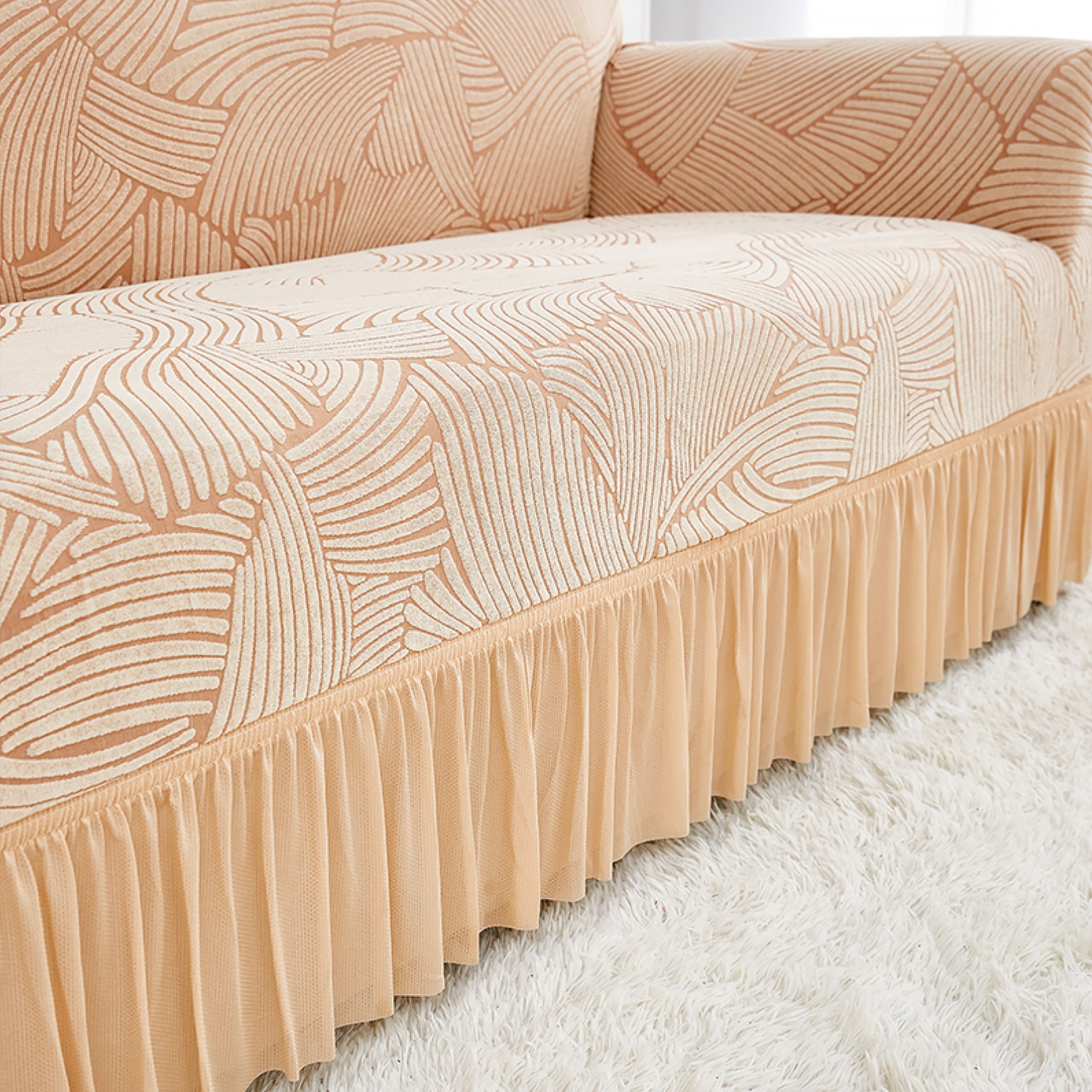 1- 4 Seat Stretch Sofa Slipcover Full Coverage Jacquard Couch Protector Non‑Slip
