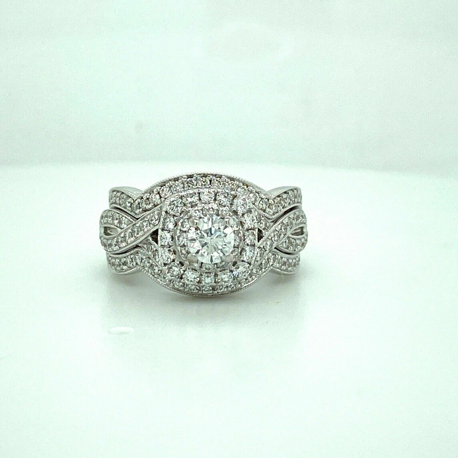 1.75Ct White Round Cut Halo Engagement Wedding Ring Set In 925 Sterling Silver