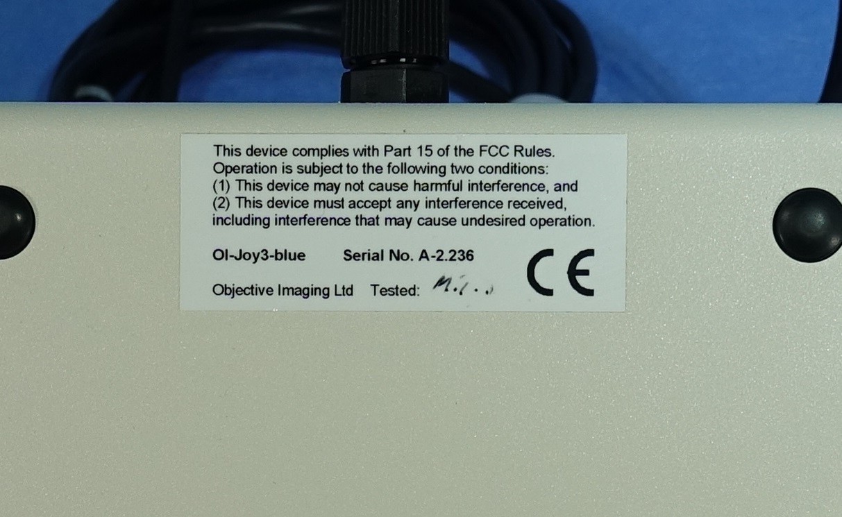 MBF Bioscience Stage Joystick, P/N - OI-Joy3-Blue.