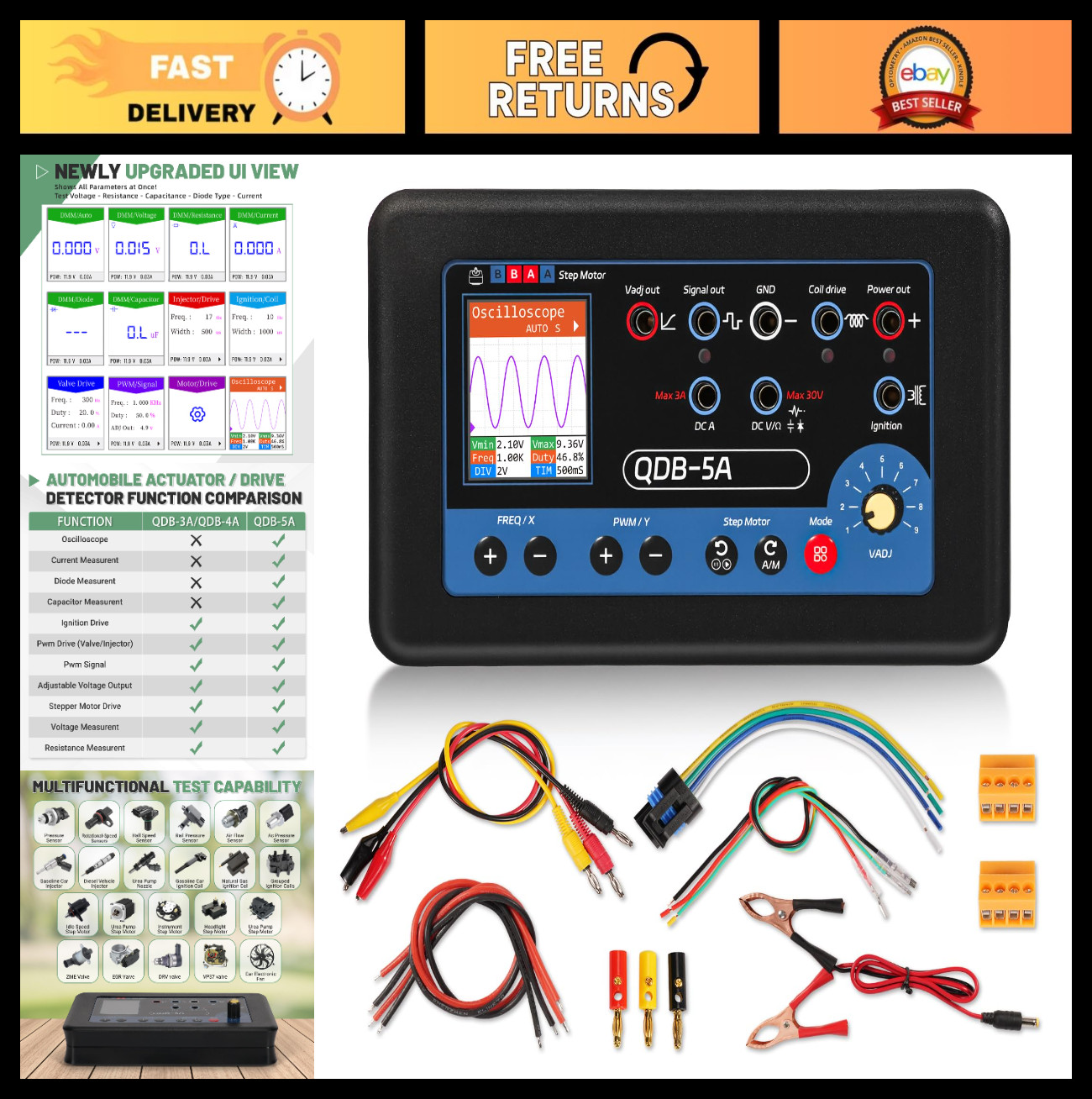Upgraded Ignition Coil Tester & Actuator Drive Detector for Coils, Injectors, So