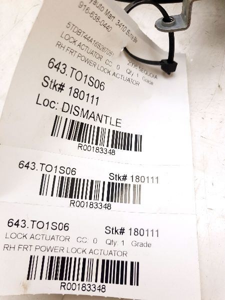 2006 TOYOTA SEQUOIA PASSENGER SIDE FRONT DOOR LOCK ACTUATOR ASSEMBLY