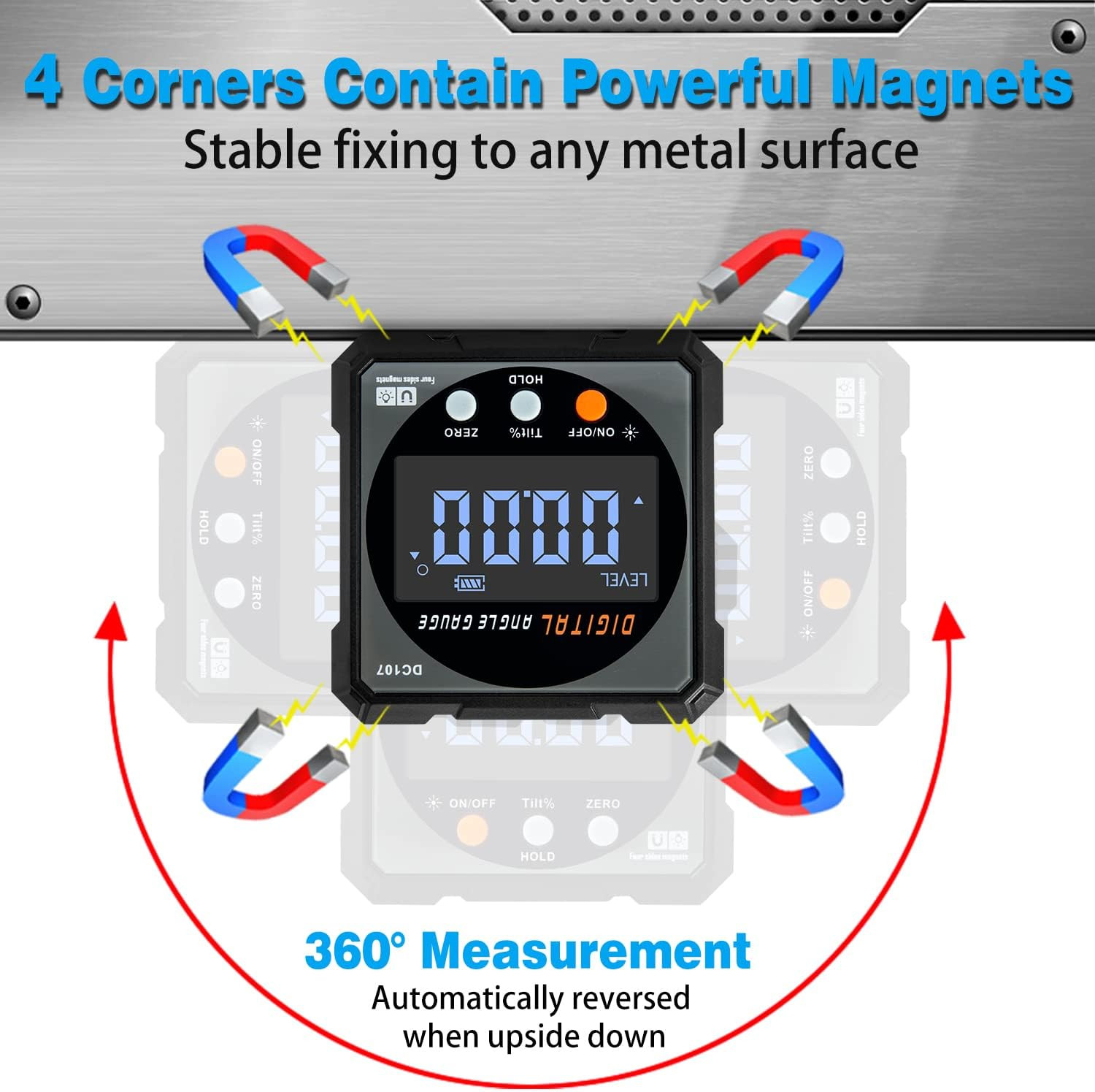 Digital Angle Finder with Electronic Laser - 4-Side Strong Magnetic Angle