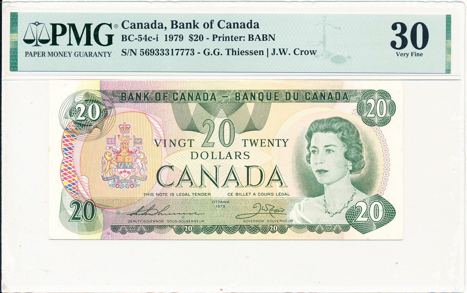 Bank of Canada Canada $20 1979 S/No xxx333x7773 PMG  30