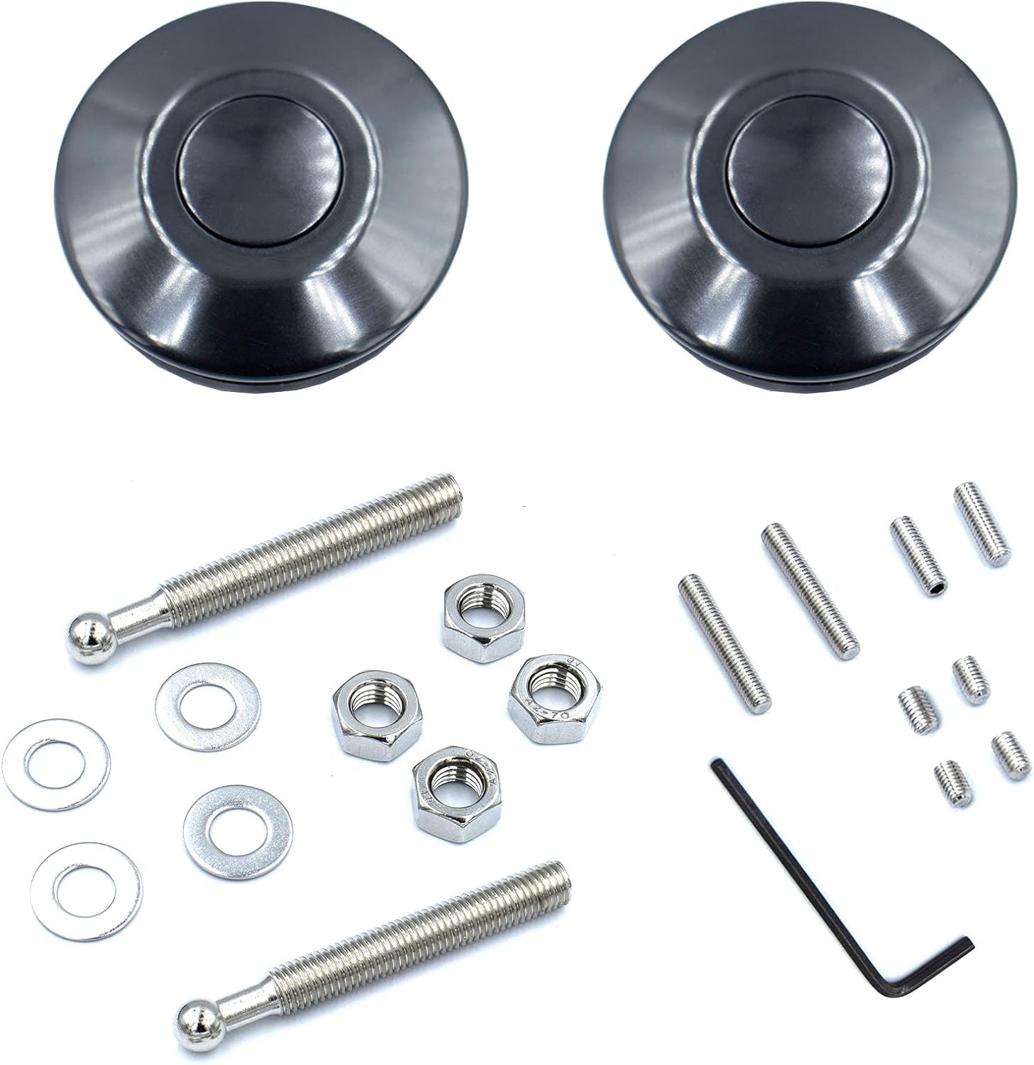 Black Aluminum 2.44 inches Diameter Universal Quick Latch Hood Pins, Quick...