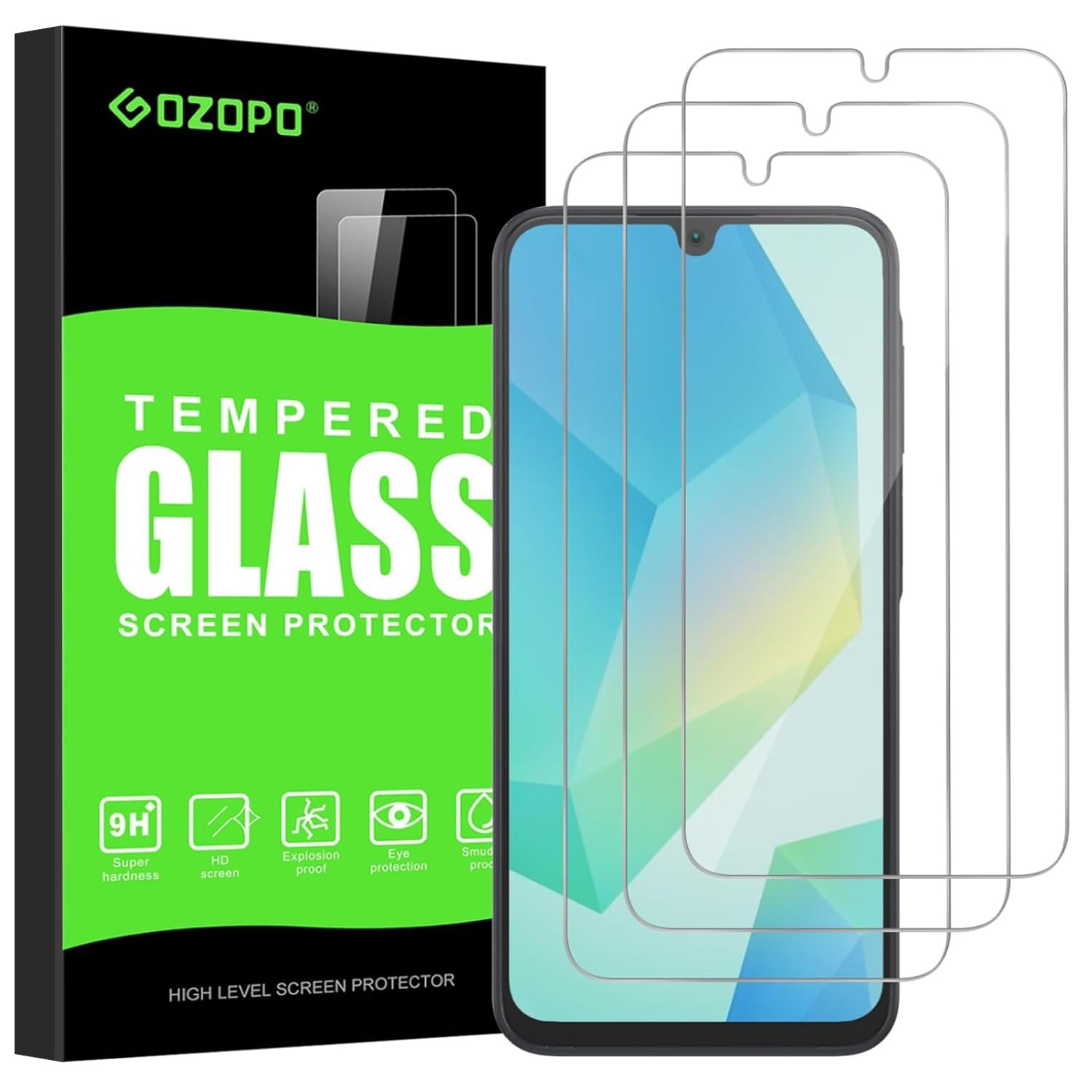 GOZOPO 3-Pack Screen Protector for Samsung Galaxy A17 / A16, Transparent