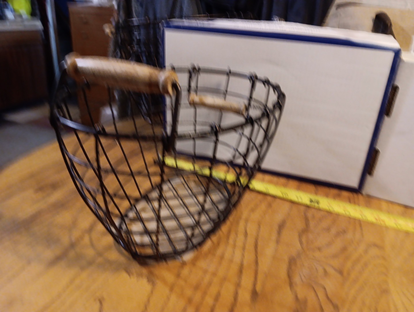 14 In X 10In Wire Basket With Wood Handles
