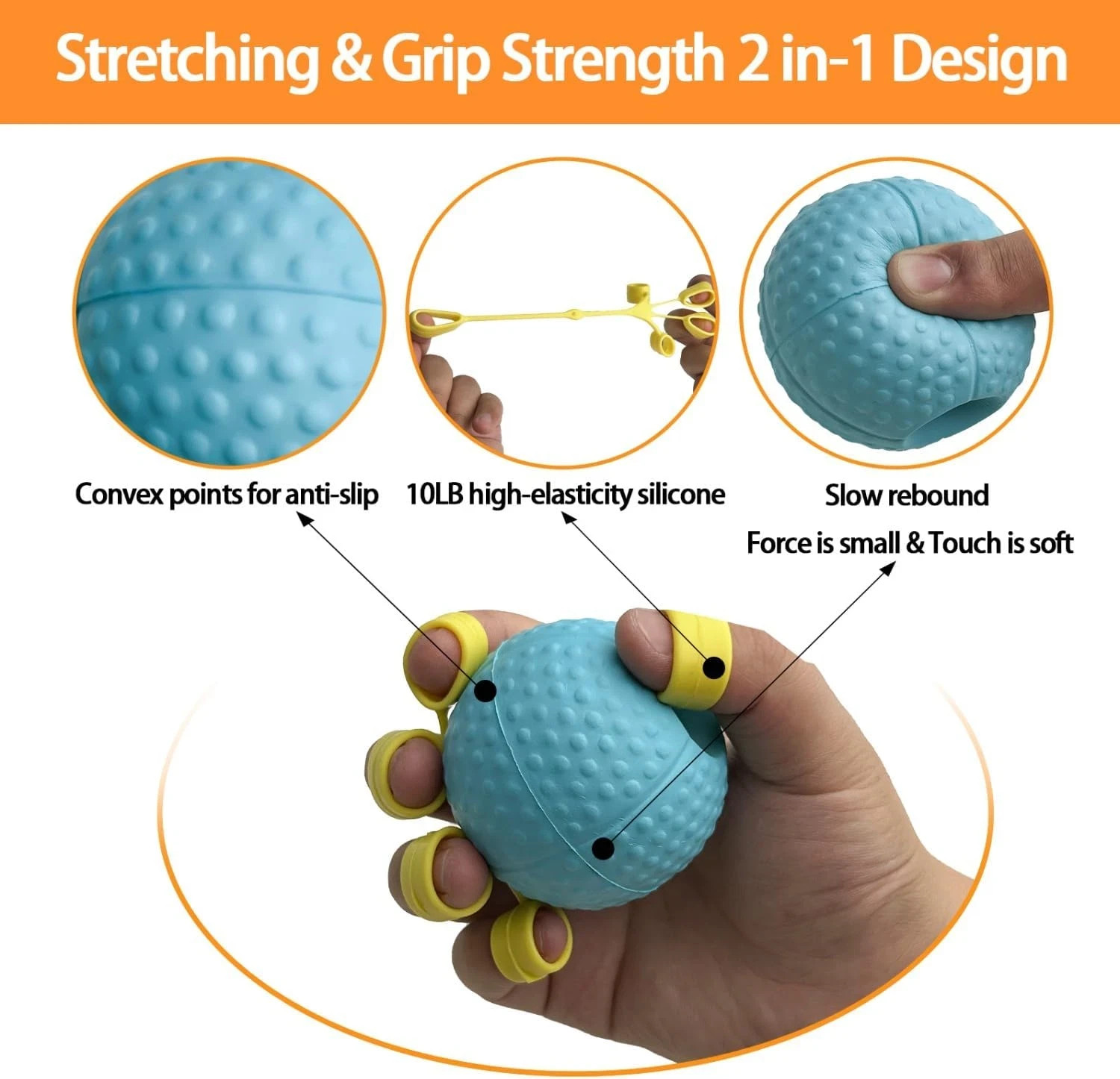 Hand Exercise Ball Squeeze Balls for Hand Therapy Finger Extension Exerciser Fin
