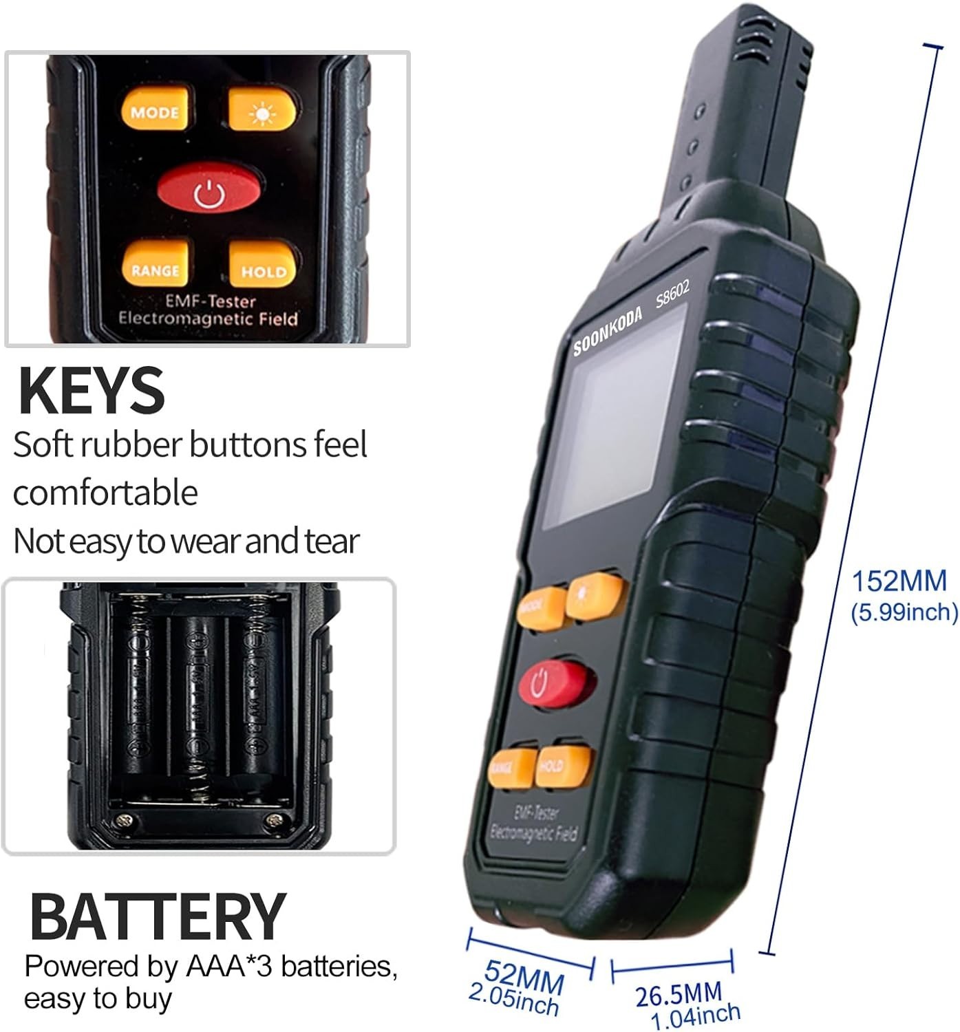 3 in 1 EMF Meter,EMF Reader,Electromagnetic Field Radiation Detector,EMF Test...