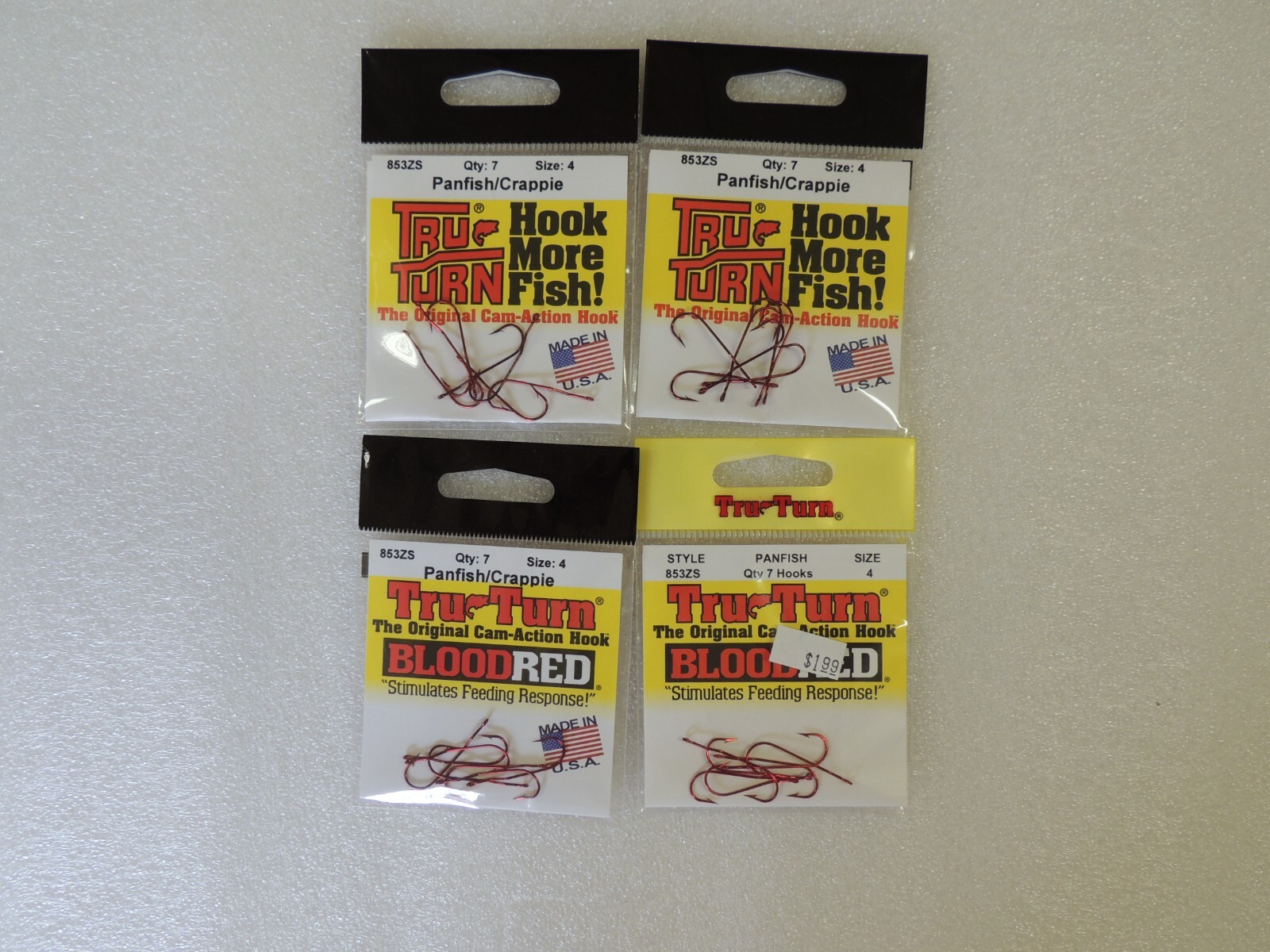4 packs Tru Turn Hooks 853ZS  panfish crappie hooks size 4 New in Package