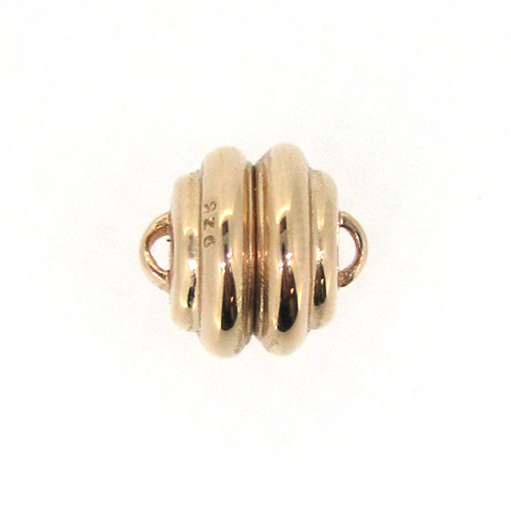 Rose Gold Plated Sterling Silver Ribbed Clasp-Magnetic Clasp Toggle Set (1 set)