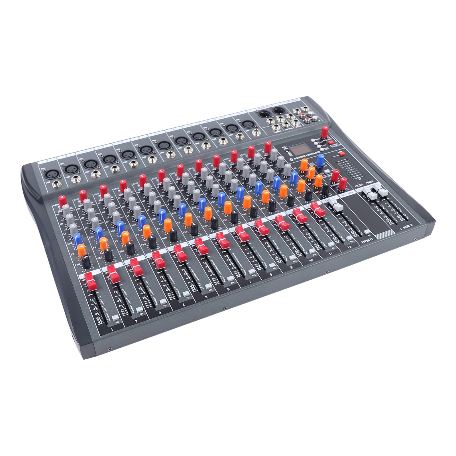 12 Channel Audio Mixer Bluetooth USB DJ Sound Mixing Console Amplifier Studio
