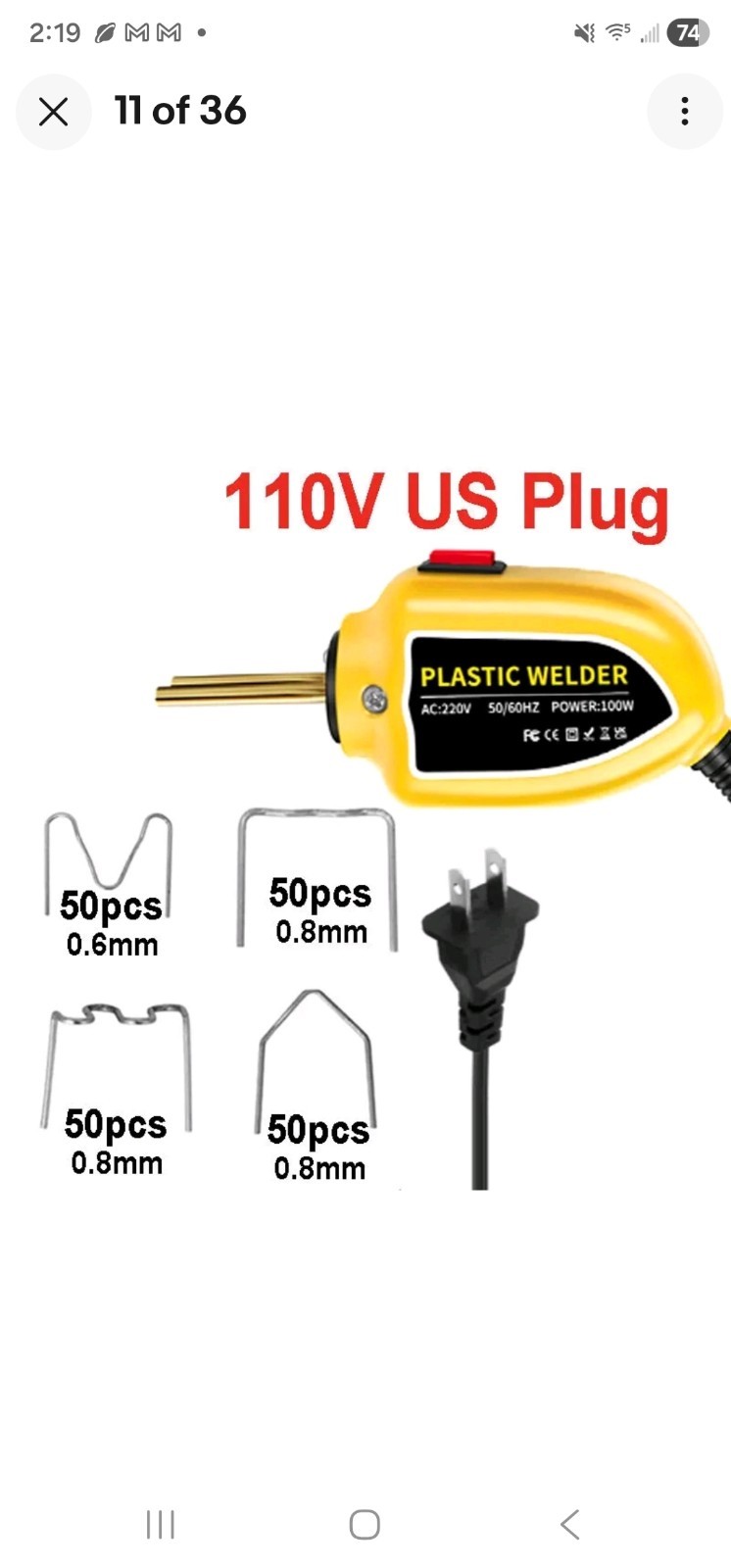 Plastic Welding Gun Kit with Tools 100W